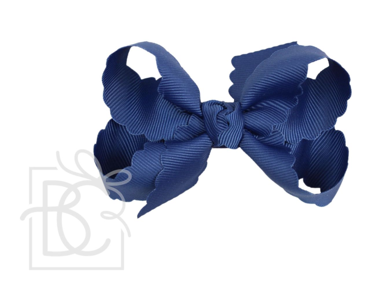 Scalloped Edge Ribbon Bow w/Knot on Alligator Clip
