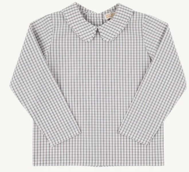 Peter Pan Collar Shirt/Onesie LS Grantley Windowpane Gray