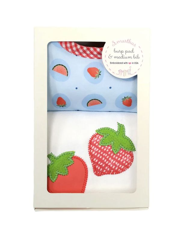 Strawberry Bib/Burp Set