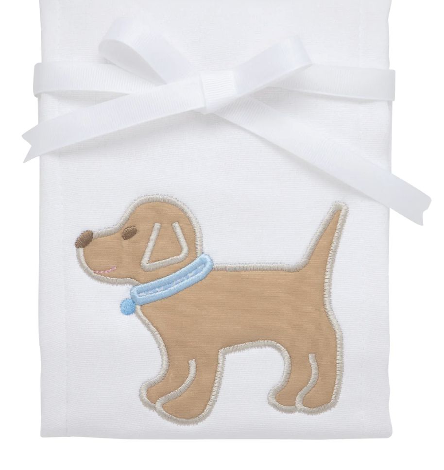 Puppy Applique Burp Cloth