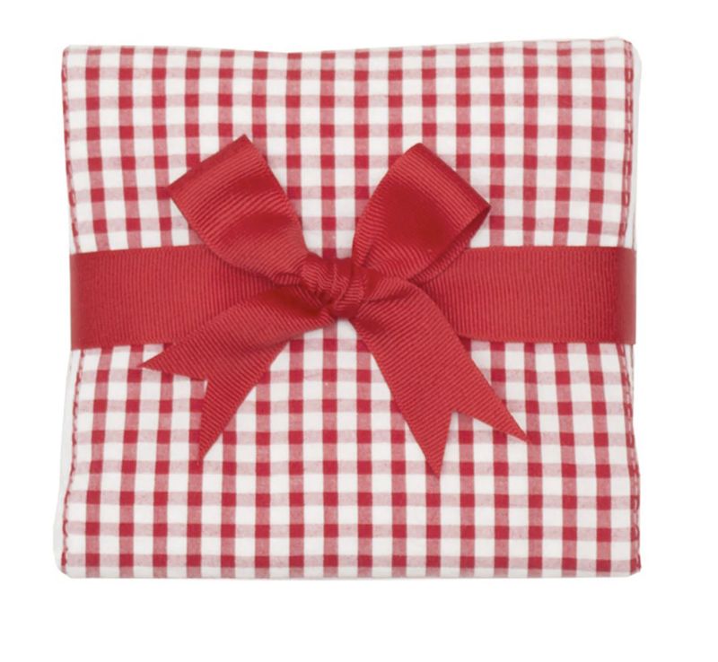 Red Check Fabric Burp