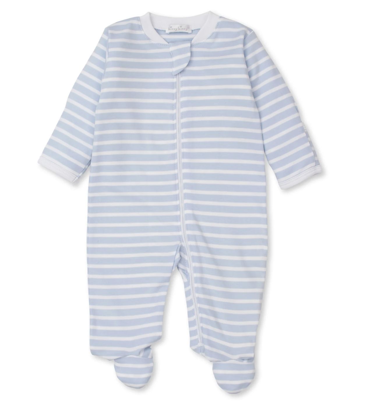 Light Blue Stripe Zipper Footie