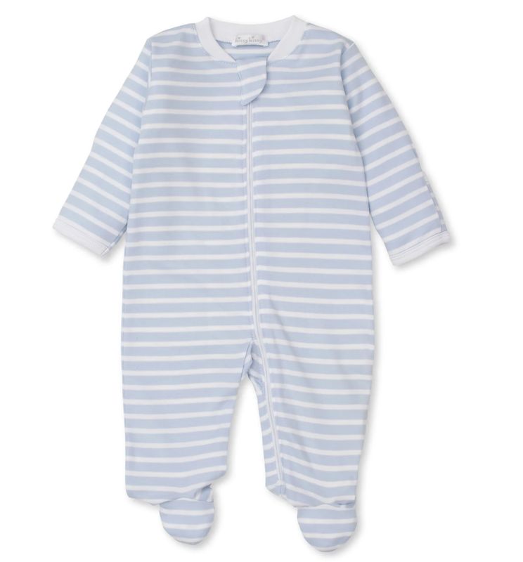 Light Blue Stripe Zipper Footie