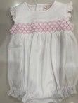 White with Pink Hand Smocked Bubble