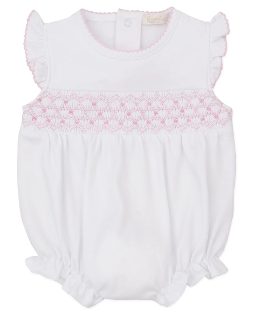 White with Pink Hand Smocked Bubble
