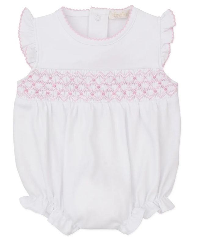 White with Pink Hand Smocked Bubble