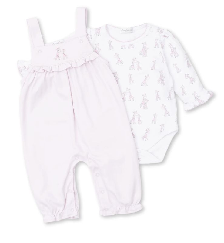 Giraffe Pink Overall Set
