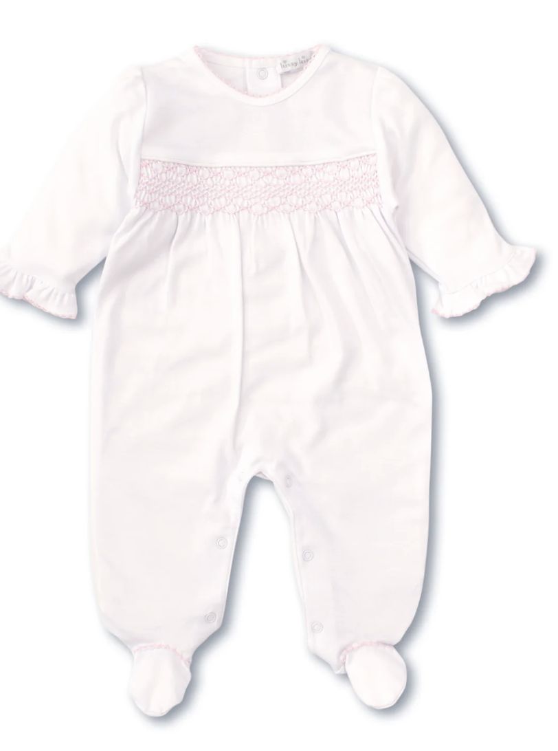 White/Pink Smocked Footie
