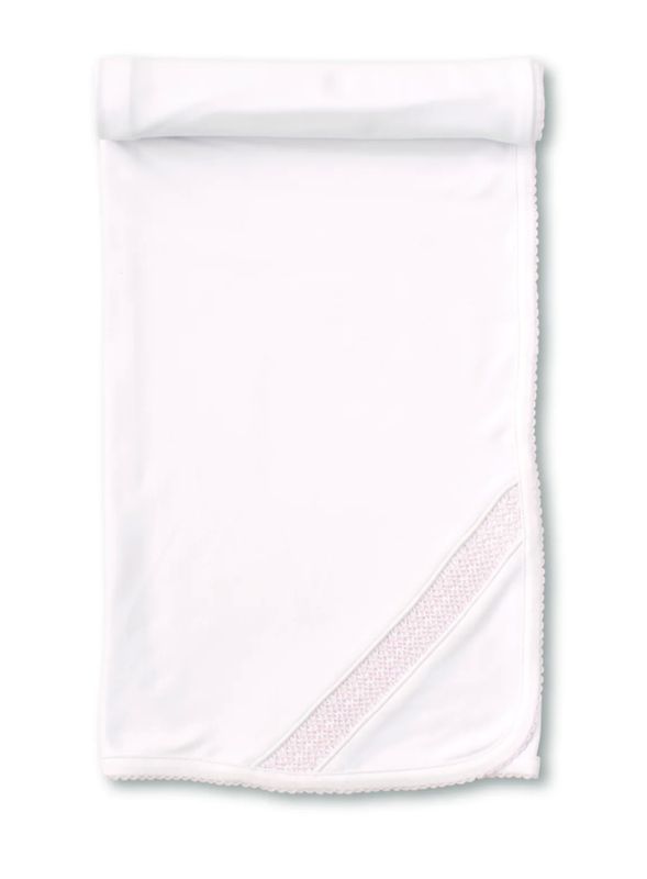 White w/Pink Hand Smocking Blanket