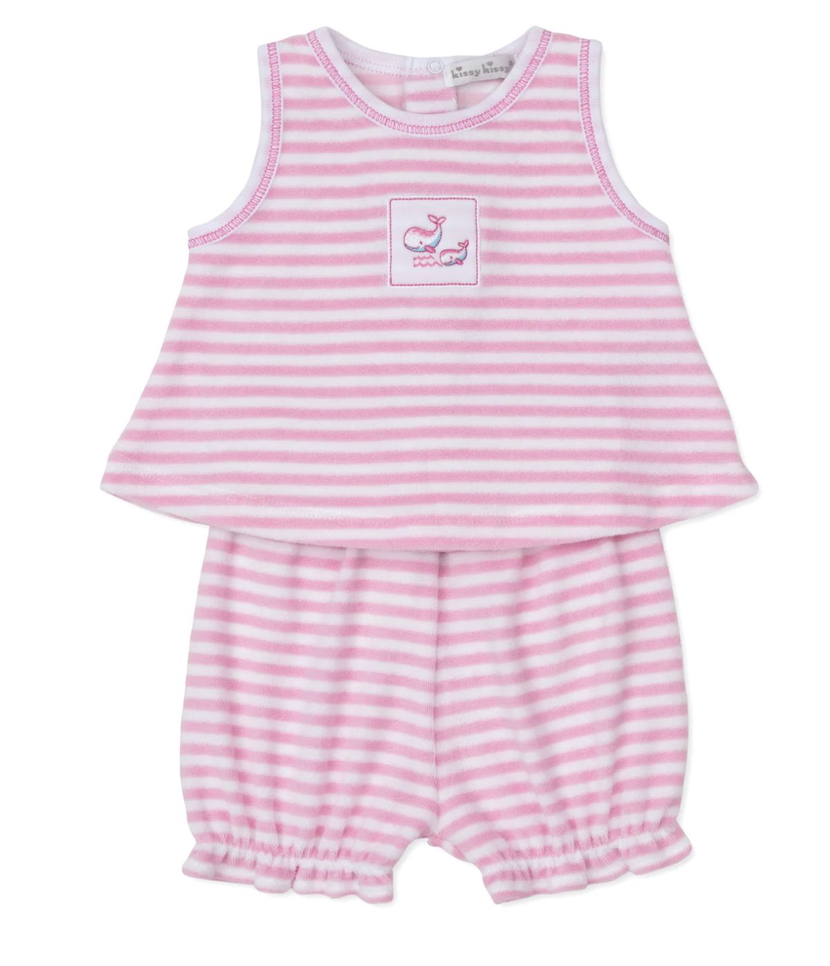 Whale Wonder Pink Stripe Sunsuit Set