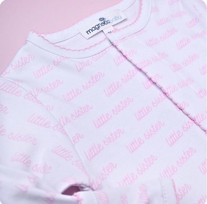 Little Sister Pink Print Footie