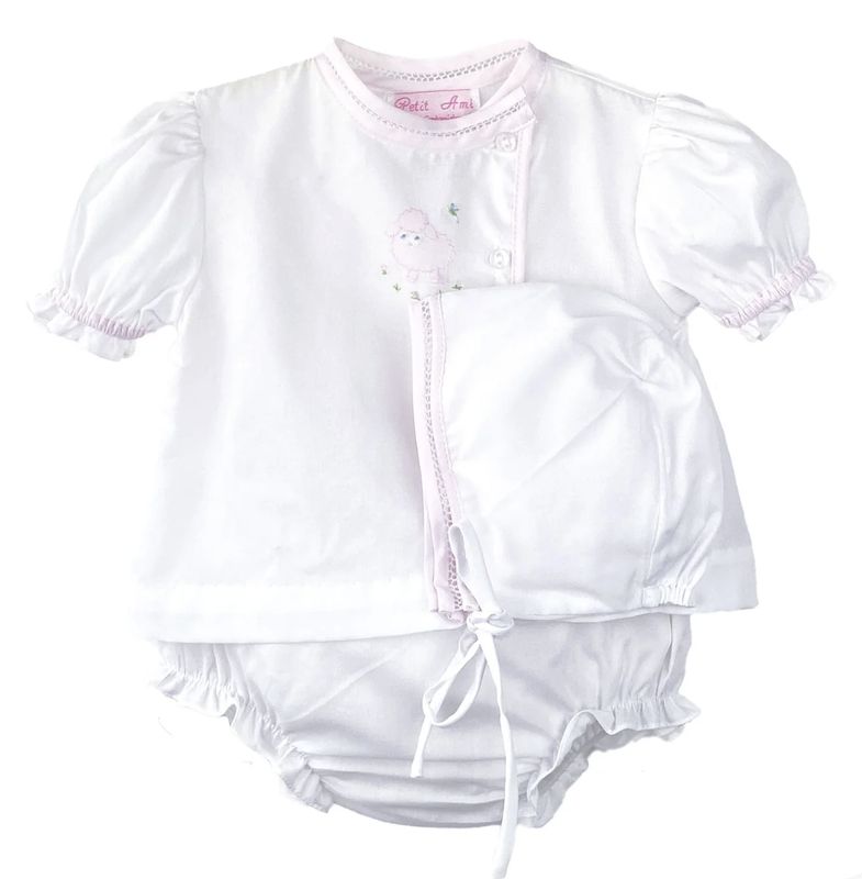 Shadow Stitch Lamb Diaper Set