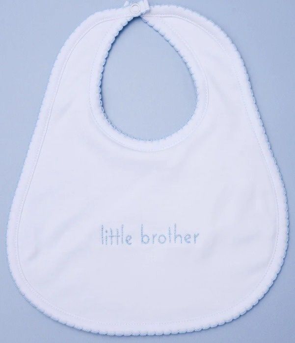 Little Brother Blue Embroidered Bib