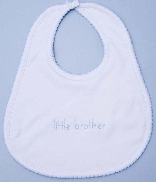 Little Brother Blue Embroidered Bib