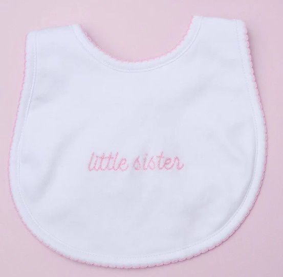 Little Sister Pink Emb. Bib