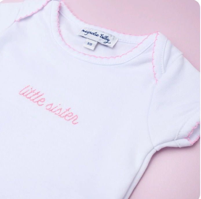 Little Sister Pink Emb. Bodysuit