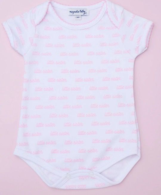 Little Sisier Pink Print Bodysuit
