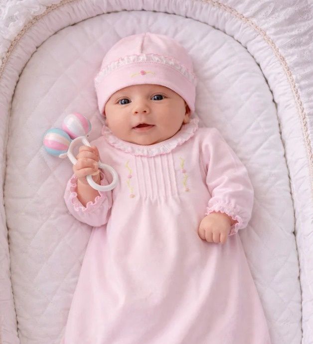 Pink Feathers &amp; Rose Buds Daygown