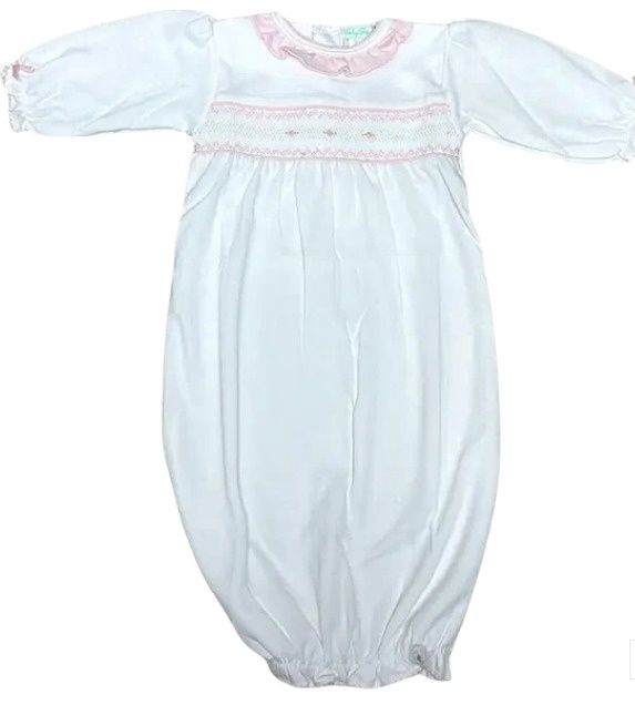 White Jacquard Smocked Gown