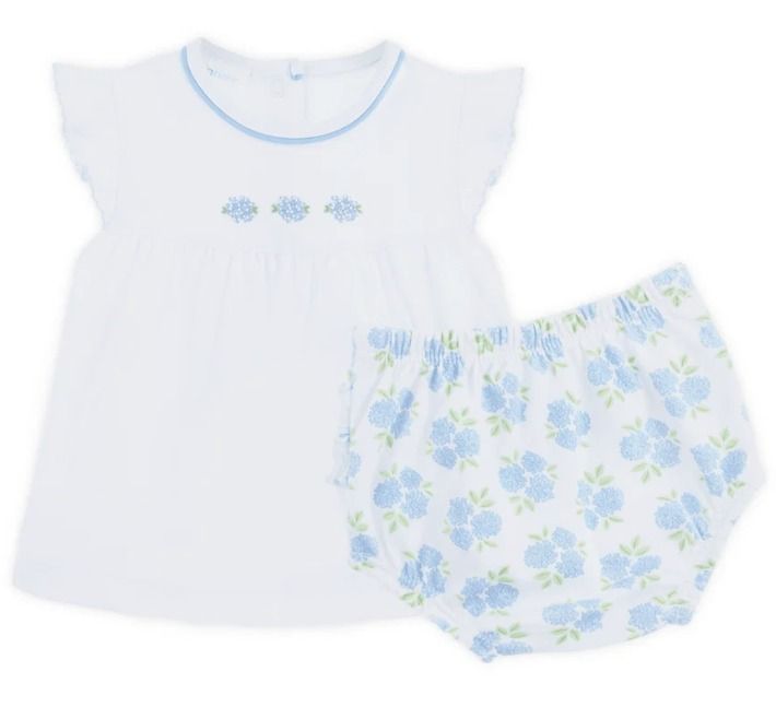 Dreamy Hydrangeas Hand-Embroidered Ruffle Diaper Cover