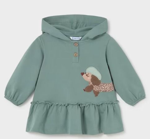 Hooded Dress w/Dashaund, Colors: green, Size: 6months