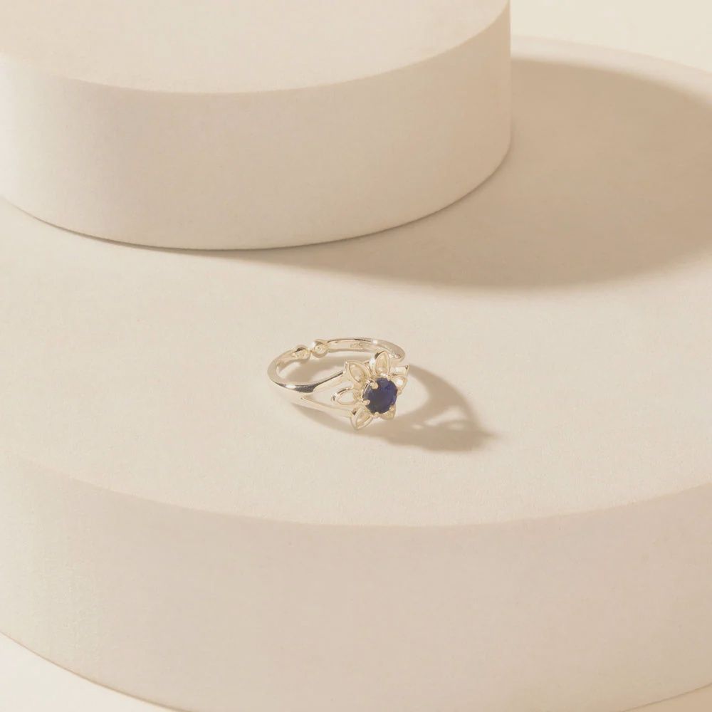 Canyon Dew Sterling Silver Ring in Starlit Navy