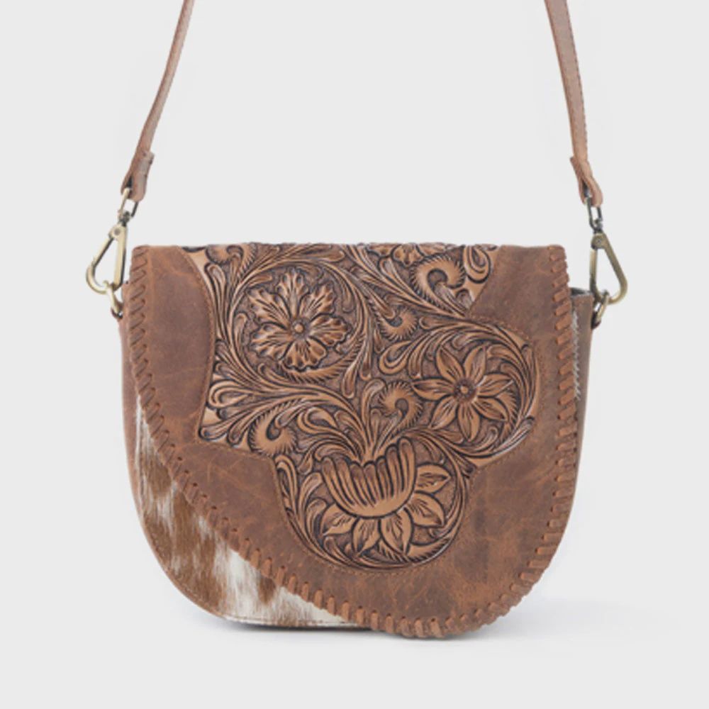Myra Bronco Ridge Handtooled Bag in Canyon Tan