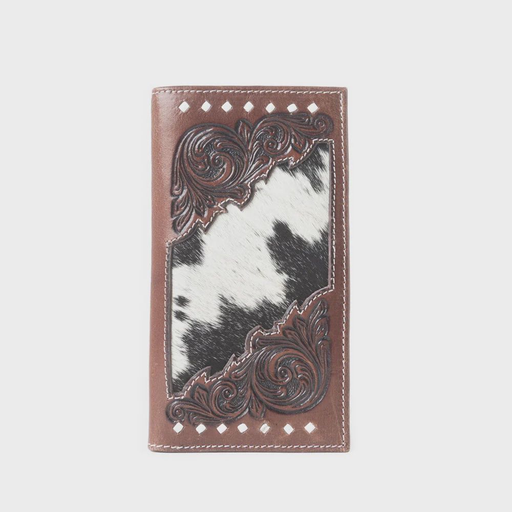 Blackhoof Handtooled Hairon Wallet in Midnight Smok