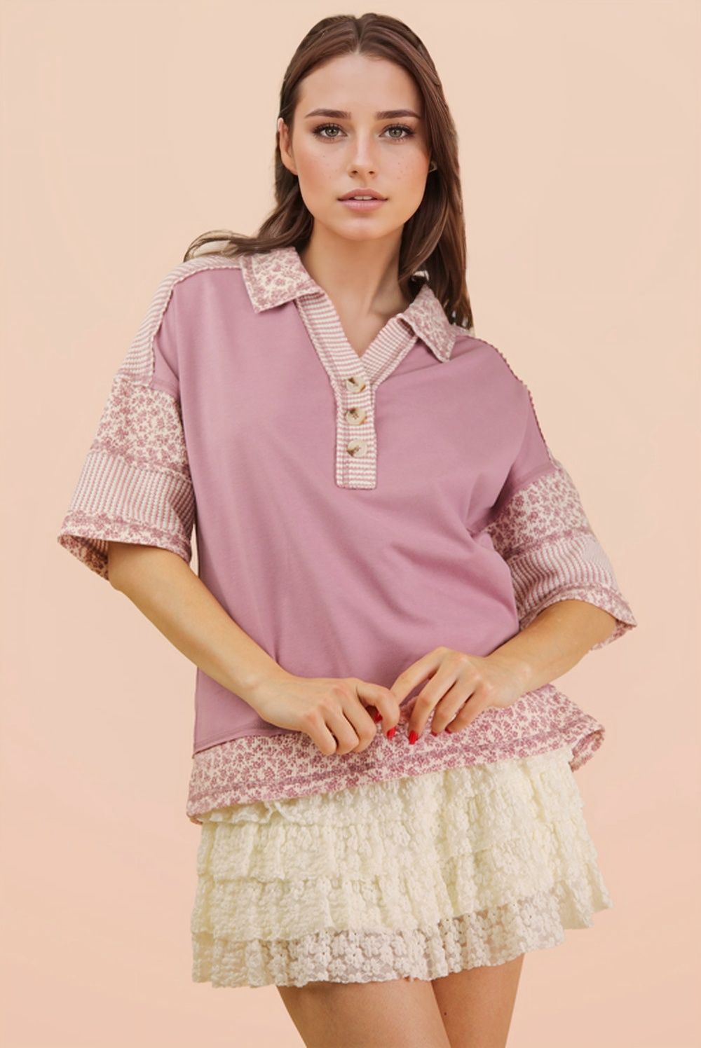 Oversized Collared Knit Top