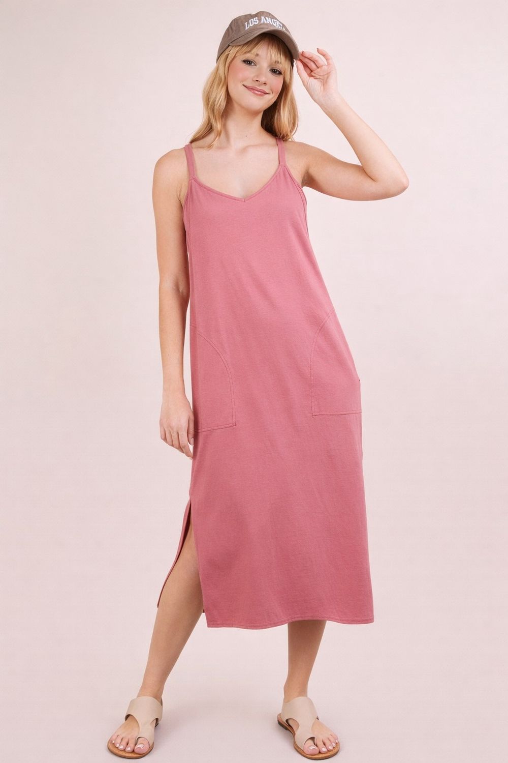 V-Neck Sleeveless Casual Comfy Midi Dres