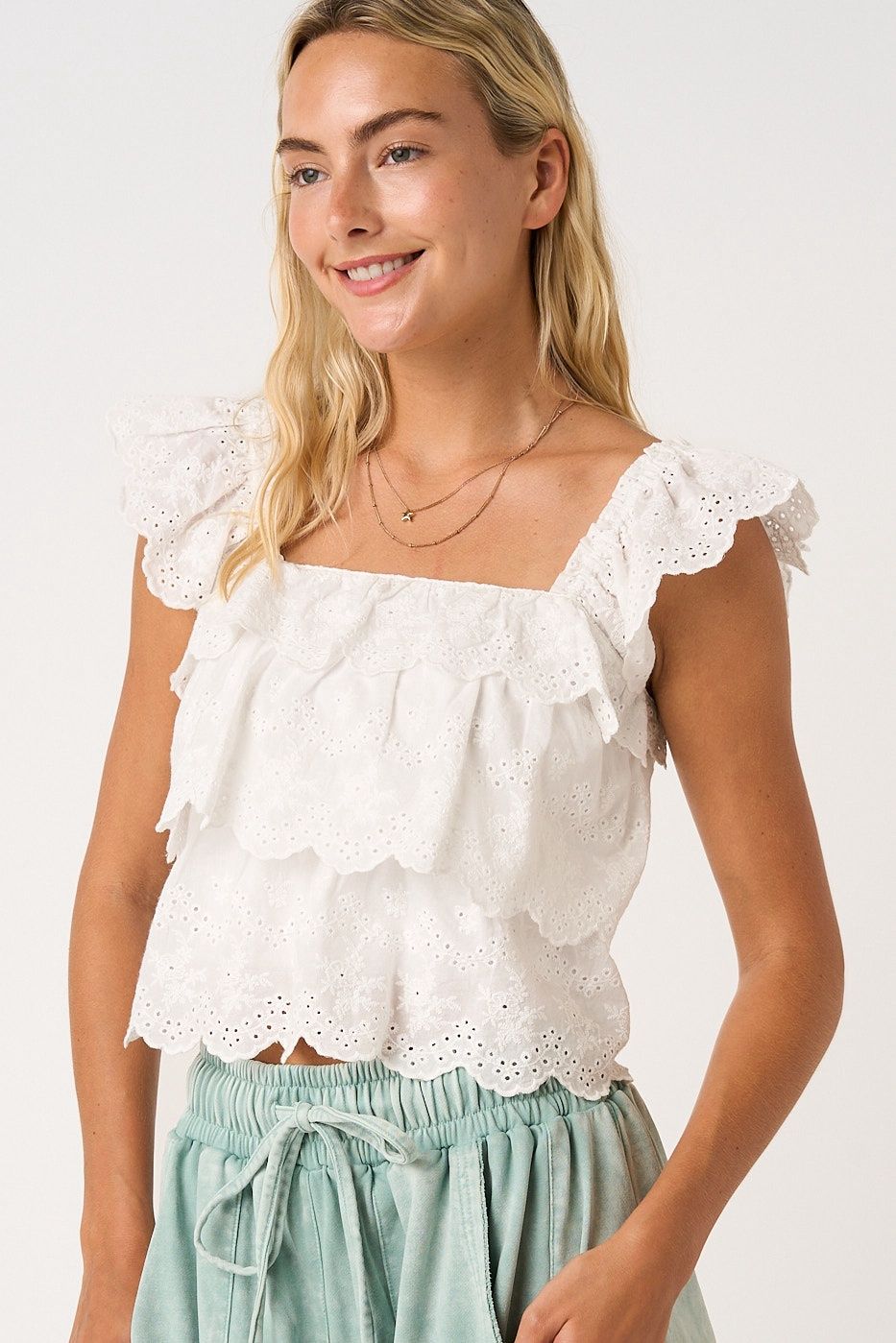 Woven Eyelet top