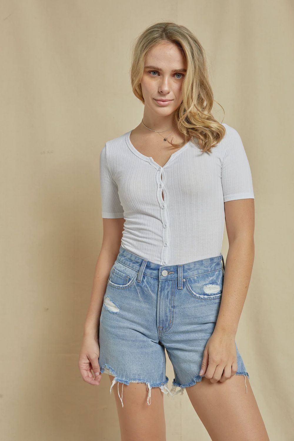 Mica Denim Boyfriend Midi Shorts