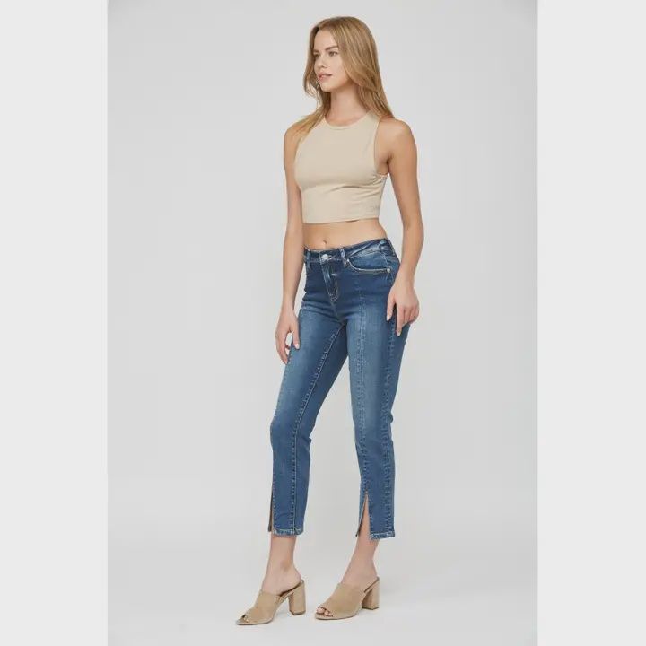 Mica Denim Mid-Rise slim crop straight