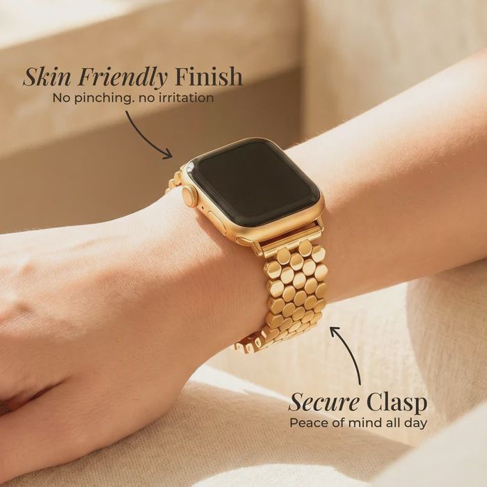 Golden Honeycomb Luxury Appl Watch Band