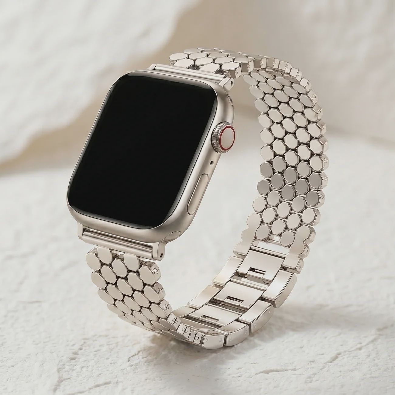 Silver Honeycomb Luxury Apple Watch Strap