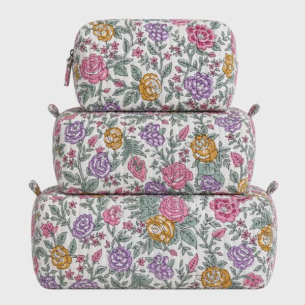 quilted cosmetic bags 3 in 1, Colour: pastel multi floral