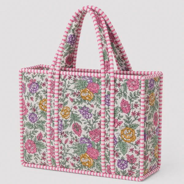 Quilted tote bag, Colour: Pastel Multi floral