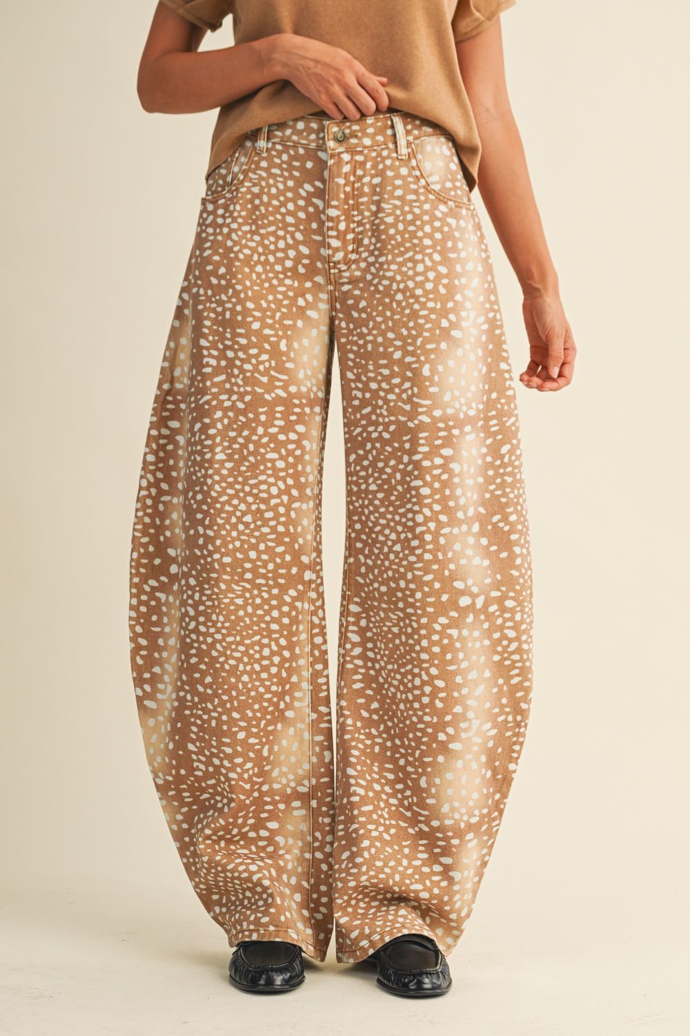 Fawn Print Barrel Pants