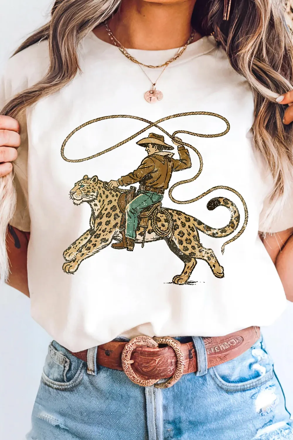 leopard cowboy tee