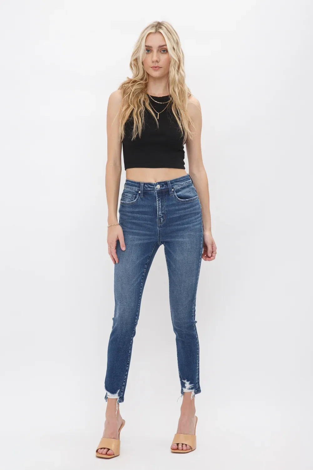 High rise crop skinny