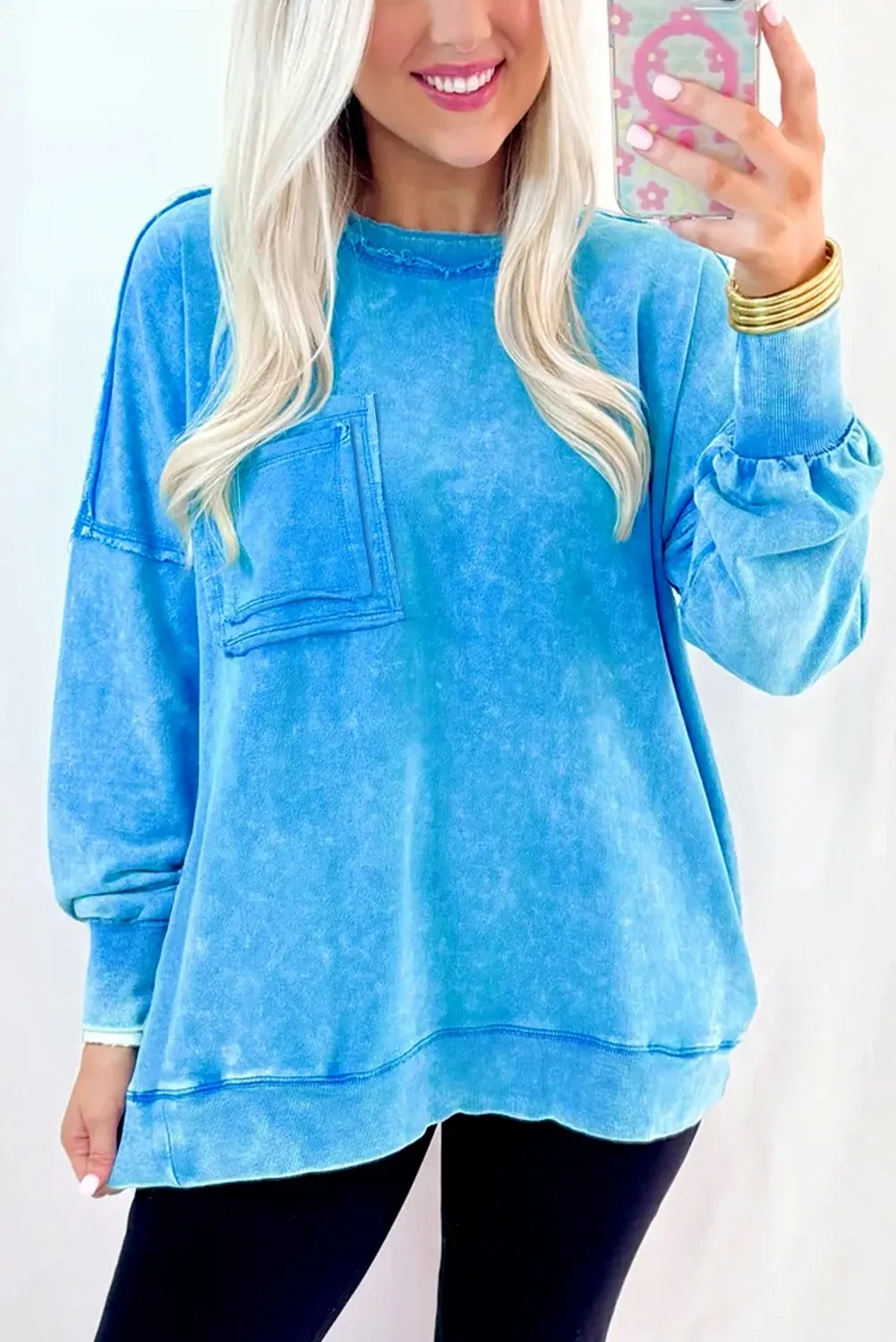 Blue mineral wash sweatshirt
