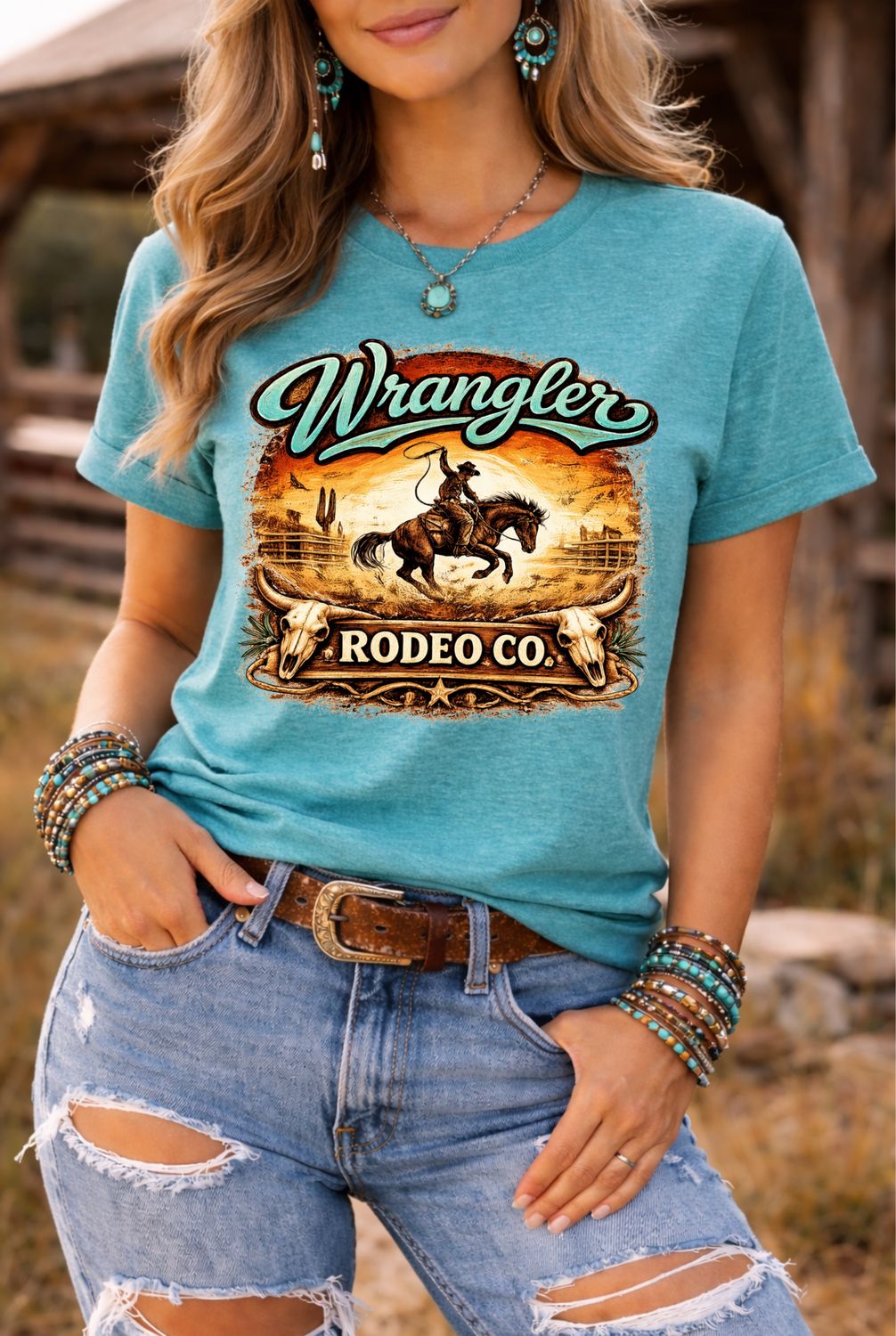 Western Bronc Wrangler Style Tee