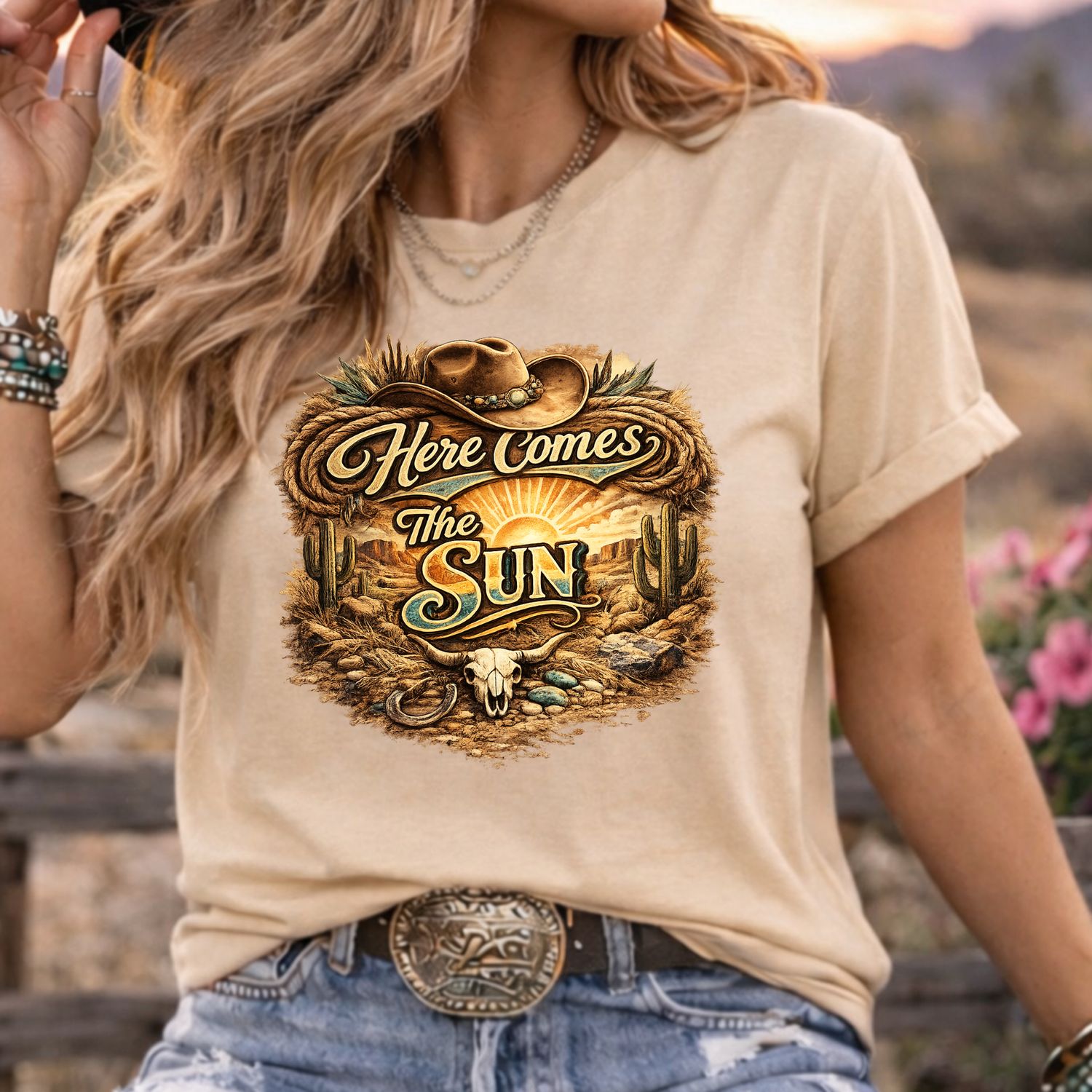 Here Comes The Sun Western Graphic Tee