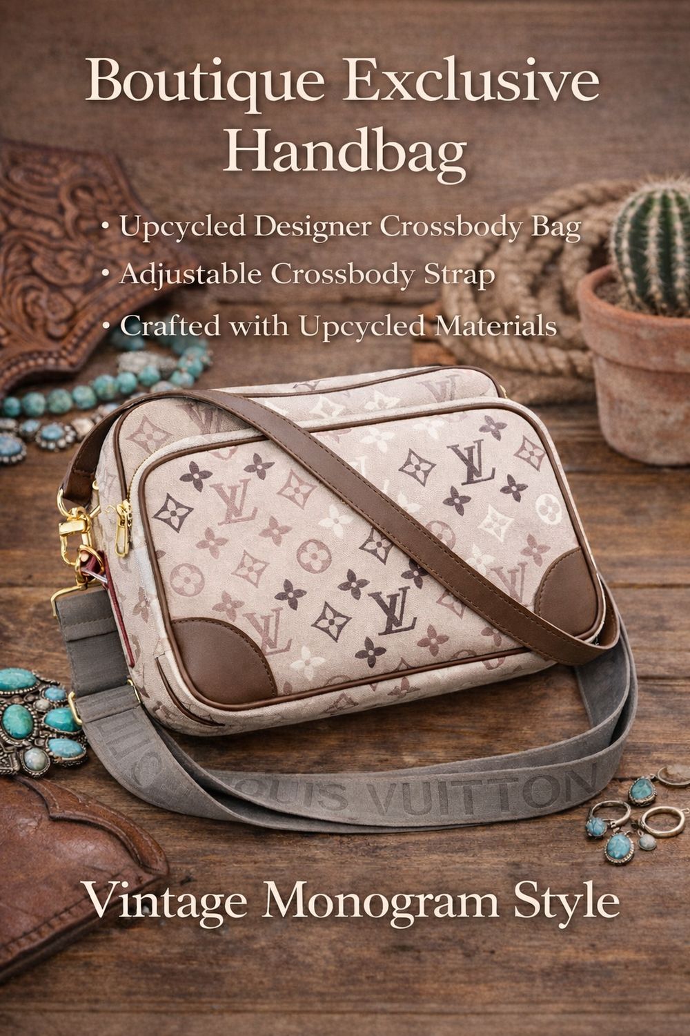 Upcycled Monogram Crossbody Bag | Boutique Exclusive Handbag