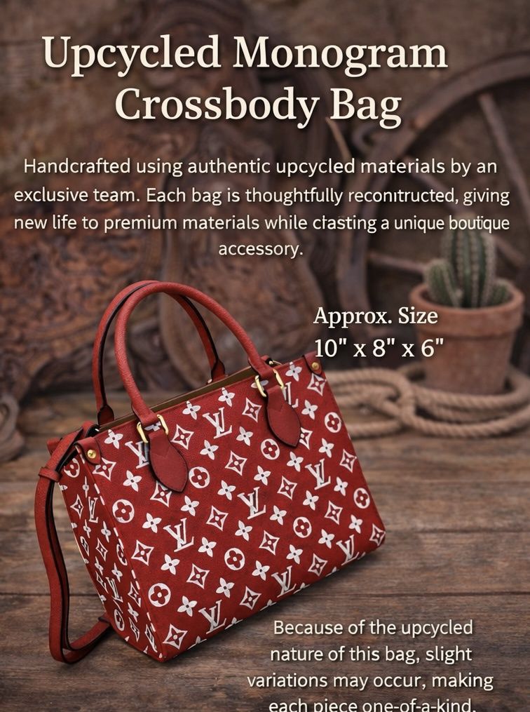 Upcycled Red Monogram Crossbody Bag