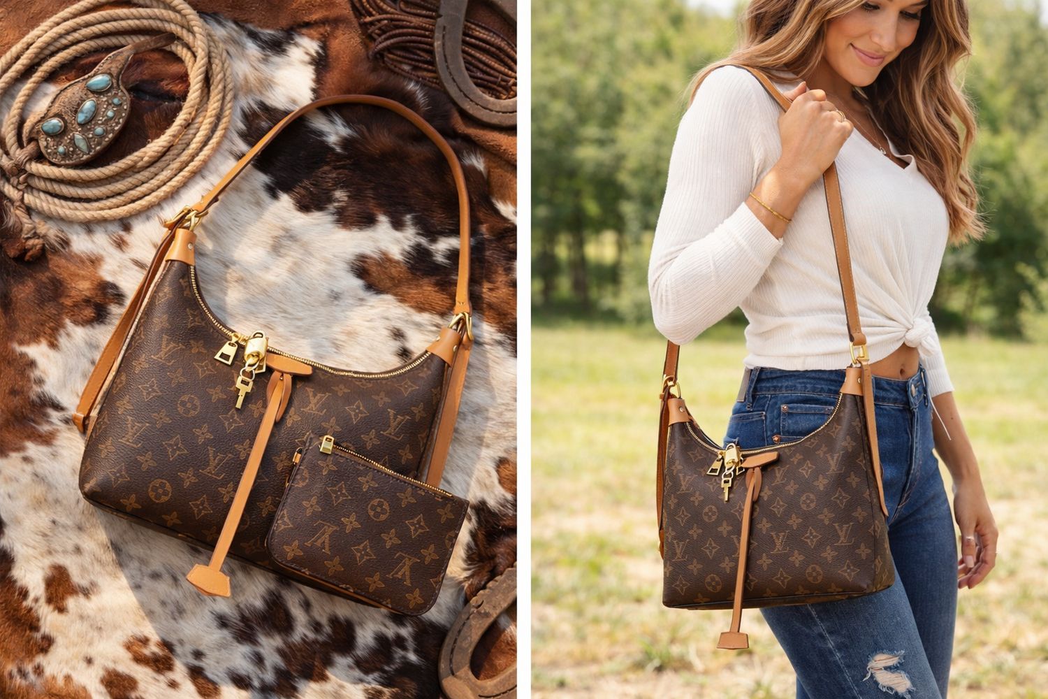 ✨ Upcycled Designer Monogram Shoulder Bag Set ✨