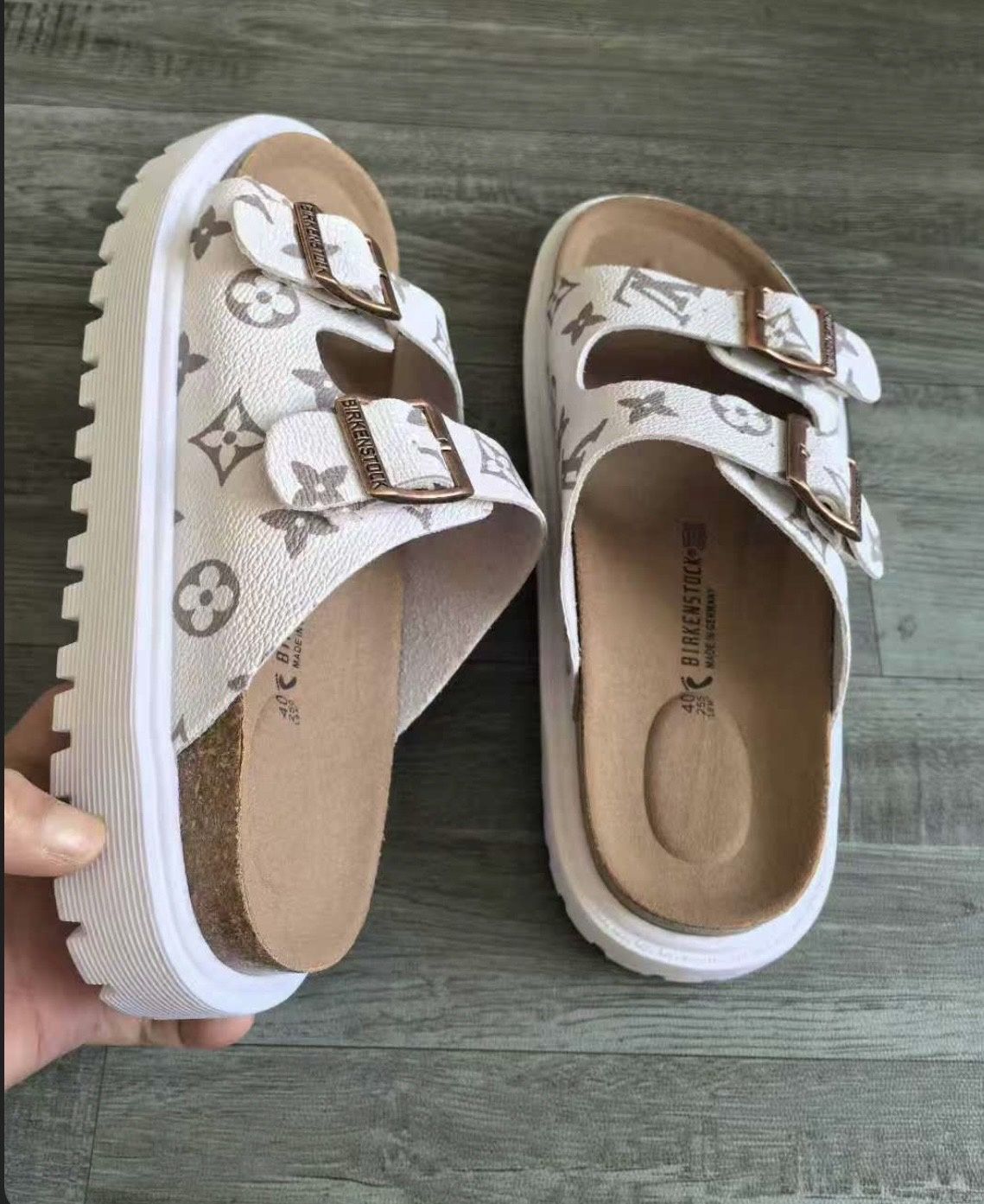 ✨ Upcycled Monogram Sandals