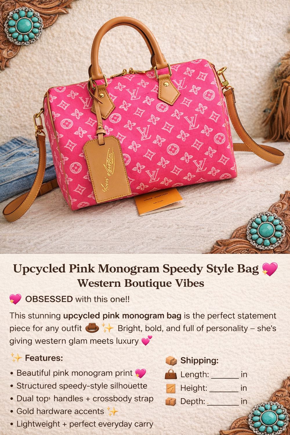 Upcycled Hot Pink Monogram Handbag
