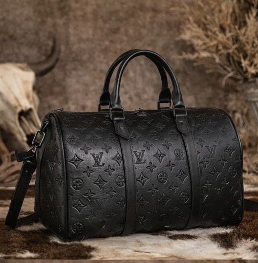 ✨ Upcycled LV Designer Handbag – Black Monogram ✨
