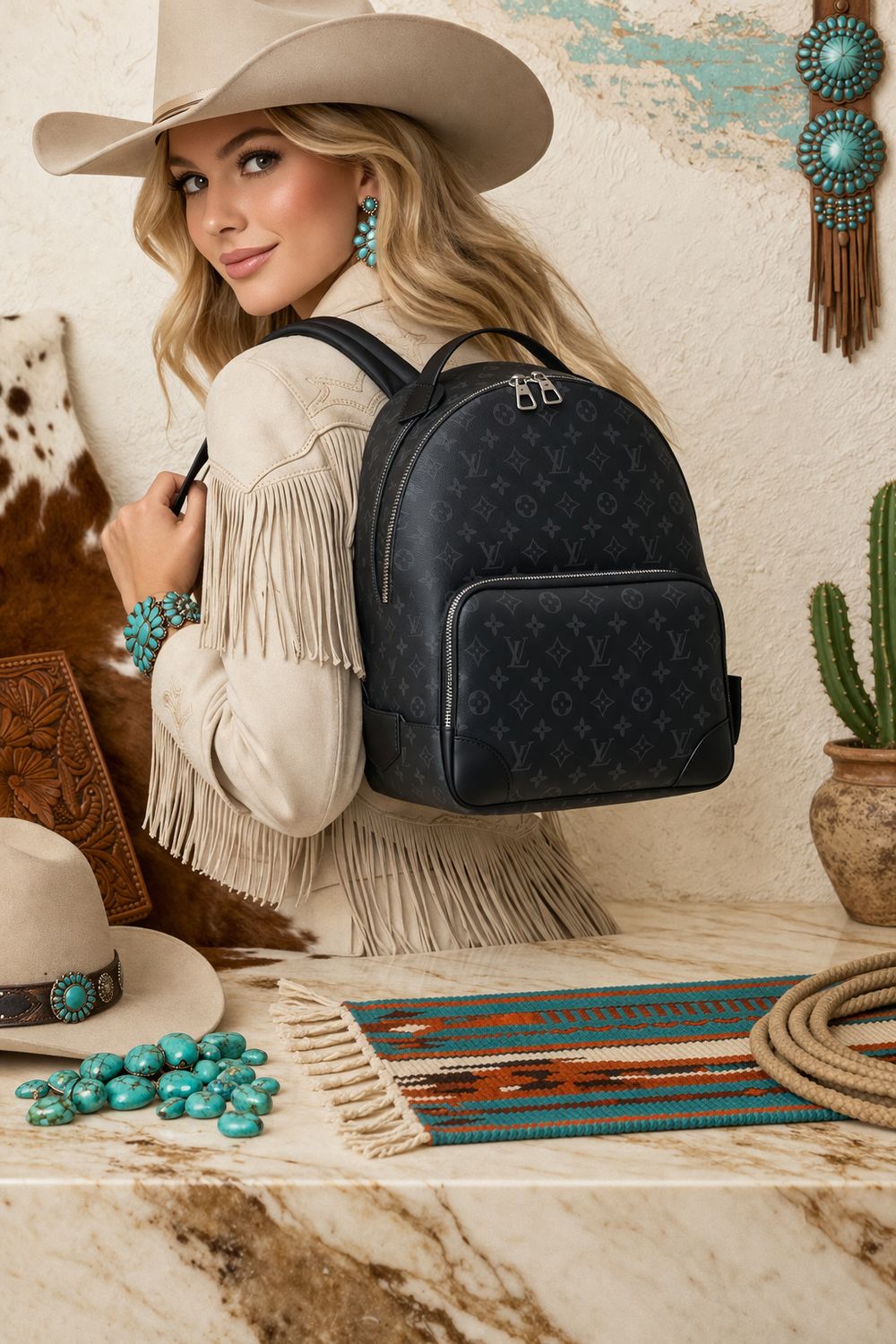 ✨ Upcycled Black Monogram Backpack ✨